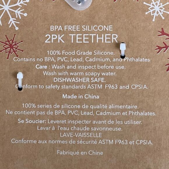 Modern Baby Infant Silicone 2 of 2 Pack Teethers Christmas Santa Mug Mittens NWT - Picture 4 of 7